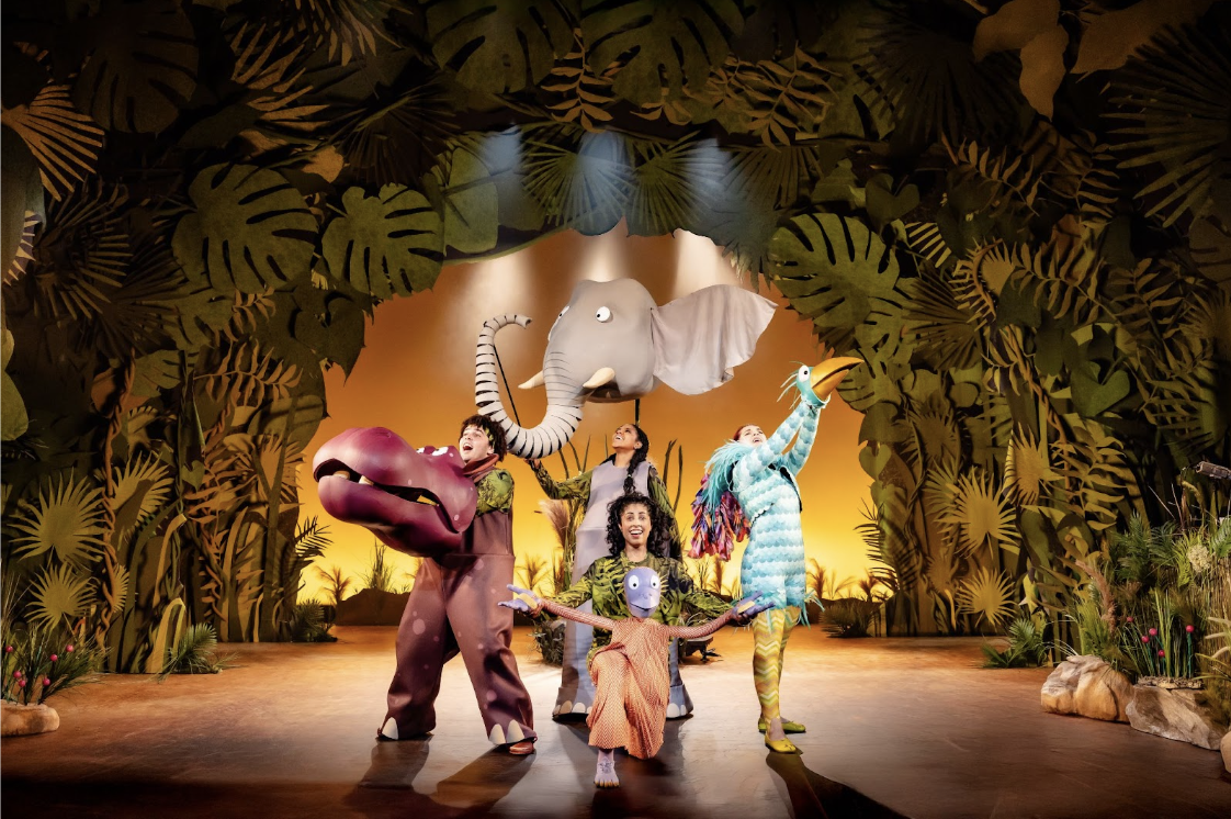 The cast of "The Enormous Crocodile The Musical" swings, stomps, and soars at the Children's Theatre Company.