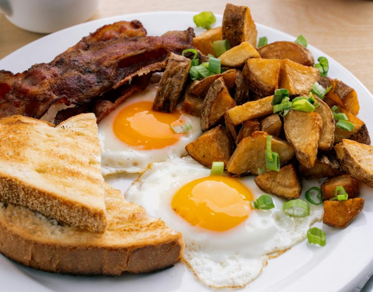 A classic breakfast. Eggs, bacon, potatoes, and toast. (Luke Tokaryk/Unsplash)